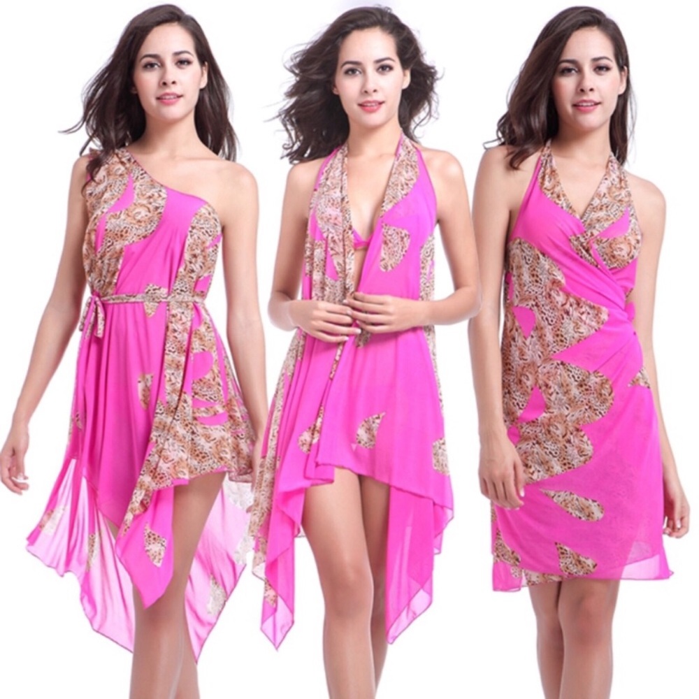 🛍️# 575 Fuchsia Bikini &Chiffon Cover Up - Picture 2 of 8